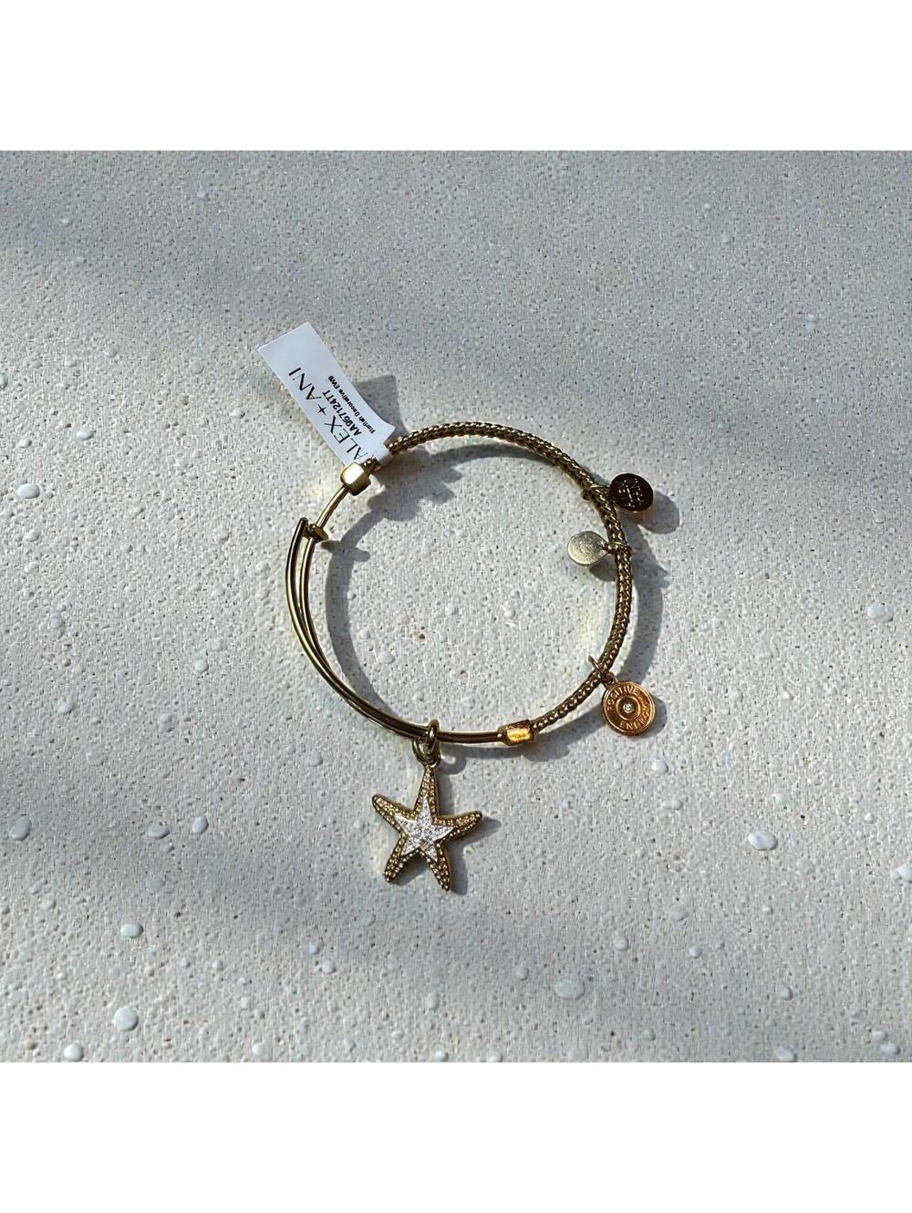 Alex and Ani Gold Starfish Charm Expandable Bangle Bracelet